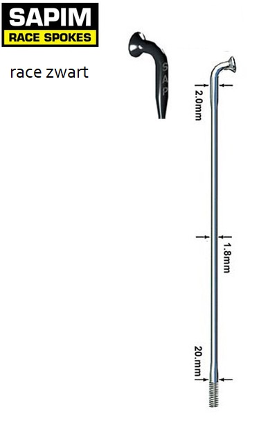 Spaken 14-190 rvs race zwart 14/15 db